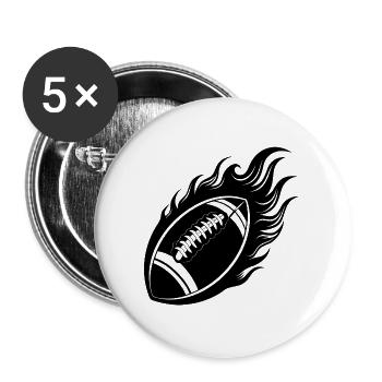Flammender Fußball - Buttons groß 56 mm (5er Pack) - Weiß - Vorne