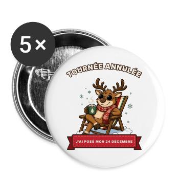 Tour abgesagt – Rentier auf Weihnachtswitz Weihnachten - Buttons groß 56 mm (5er Pack) - Weiß - Vorne