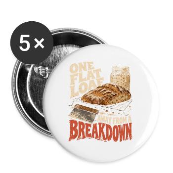 Sauerteig Bäcker Brot Backen - Buttons groß 56 mm (5er Pack) - Weiß - Vorne