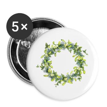 Mistelkranz - Buttons groß 56 mm (5er Pack) - Weiß - Vorne