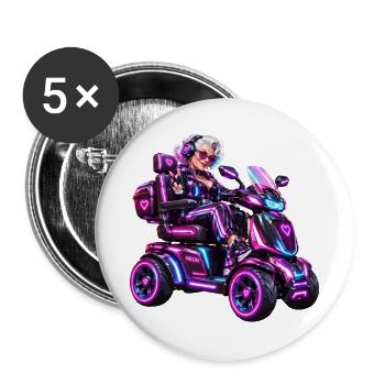 Cyberpunk & Zukunfts-Sci-Fi-Mobilroller - Buttons groß 56 mm (5er Pack) - Weiß - Vorne