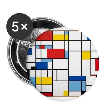 Mondrian Lines Primärfarbenspiel - Buttons groß 56 mm (5er Pack) - Weiß - Vorne