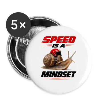  Speed Is A Mindset Schnecke Mit Rennhelm Und - Buttons groß 56 mm (5er Pack) - Weiß - Vorne