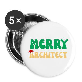 Fröhliches Architekten-Weihnachtspullover-Architekturgeschenk - Buttons groß 56 mm (5er Pack) - Weiß - Vorne