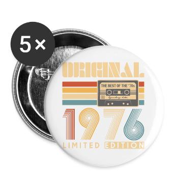 50. Geburtstag, 50 Jahre - Buttons groß 56 mm (5er Pack) - Weiß - Vorne