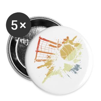 Volleyball Vintage Look - Buttons groß 56 mm (5er Pack) - Weiß - Vorne