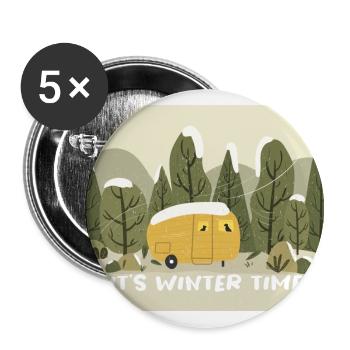 Retro Wohnmobil Winter Ready - Buttons groß 56 mm (5er Pack) - Weiß - Vorne