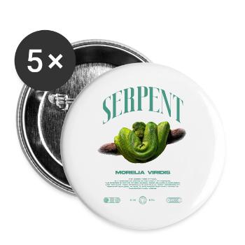 Green Tree Python Modern Reptile Keeper Streetwear - Buttons groß 56 mm (5er Pack) - Weiß - Vorne