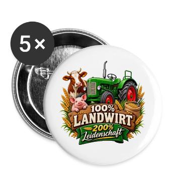 Landwirt Leidenschaft Traktor Design - Buttons groß 56 mm (5er Pack) - Weiß - Vorne