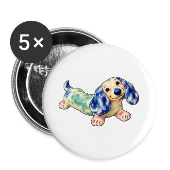 Piesek_SpokoLoko - Buttons groß 56 mm (5er Pack) - Weiß - Vorne