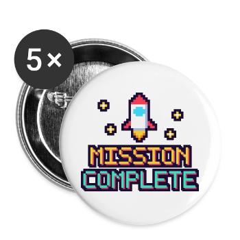 Pixel Mission Abgeschlossen - Buttons groß 56 mm (5er Pack) - Weiß - Vorne
