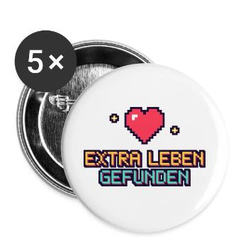 Pixelherz Extra Leben Gefunden - Buttons groß 56 mm (5er Pack) - Weiß - Vorne