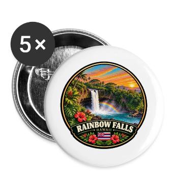 Rainbow Falls Hawaii Wasserfall Natur Wald - Buttons groß 56 mm (5er Pack) - Weiß - Vorne