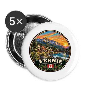 Fernie British Columbia Kanada Berge Natur - Buttons groß 56 mm (5er Pack) - Weiß - Vorne