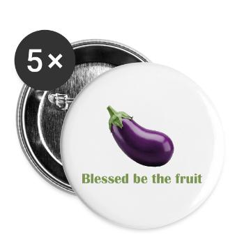 Gesegnet sei die Frucht – Spaß-Shirt! - Buttons groß 56 mm (5er Pack) - Weiß - Vorne