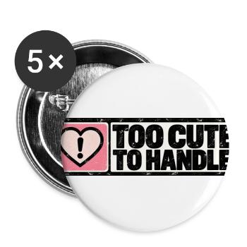 Too Cute to Handle – Cute Retro Heart - Buttons groß 56 mm (5er Pack) - Weiß - Vorne