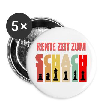 Rente Zeit Zum Schach Spruch - Buttons groß 56 mm (5er Pack) - Weiß - Vorne
