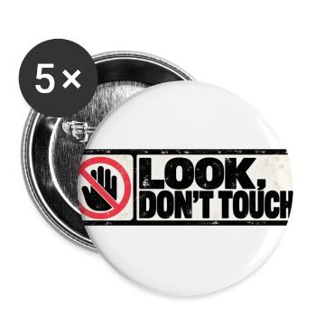 Look, Don't Touch – Retro Warning Design - Buttons groß 56 mm (5er Pack) - Weiß - Vorne