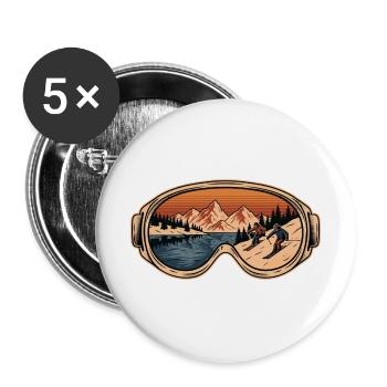 Goggles Mountain Retro Alpinski - Buttons groß 56 mm (5er Pack) - Weiß - Vorne