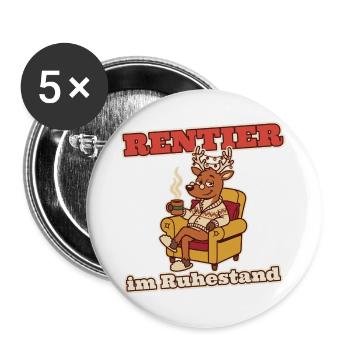 Rentier im Ruhestand Rente - Buttons groß 56 mm (5er Pack) - Weiß - Vorne