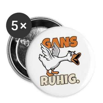 Gans ruhig Wütende Gans Spruch - Buttons groß 56 mm (5er Pack) - Weiß - Vorne