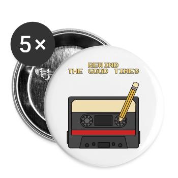 Spul The Good Times Retro Cassette 80s zurück - Buttons groß 56 mm (5er Pack) - Weiß - Vorne