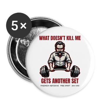 Nietzsche – Gets Another Set - Buttons groß 56 mm (5er Pack) - Weiß - Vorne