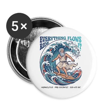 Heraclitus – Everything Flows - Buttons groß 56 mm (5er Pack) - Weiß - Vorne