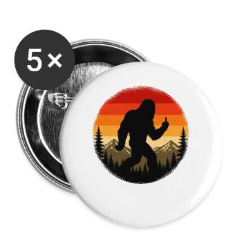 Bigfoot Mittelfinger - Buttons groß 56 mm (5er Pack) - Weiß - Vorne