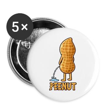 Peenut Lustige Erdnuss Wortspiel Cartoon Humor - Buttons groß 56 mm (5er Pack) - Weiß - Vorne