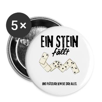 Domino Effekt Dominosteine Spiel Strategie Retro - Buttons groß 56 mm (5er Pack) - Weiß - Vorne