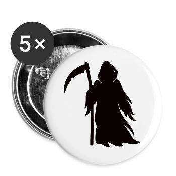 Sensenmann Tod Silhouette - Buttons groß 56 mm (5er Pack) - Weiß - Vorne