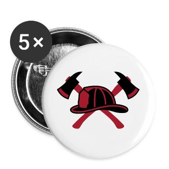 Feuerwehrhelm Aexte Grafik - Buttons groß 56 mm (5er Pack) - Weiß - Vorne