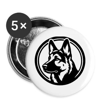 Schaeferhund Wappen Logo - Buttons groß 56 mm (5er Pack) - Weiß - Vorne