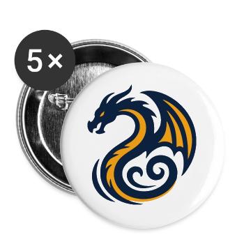 Tribal Drache Wappen Logo - Buttons groß 56 mm (5er Pack) - Weiß - Vorne