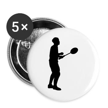 Badminton Spieler Silhouette - Buttons groß 56 mm (5er Pack) - Weiß - Vorne