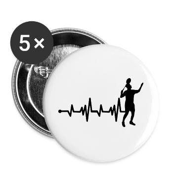 Badminton Badmintonspieler Heartbeat - Buttons groß 56 mm (5er Pack) - Weiß - Vorne