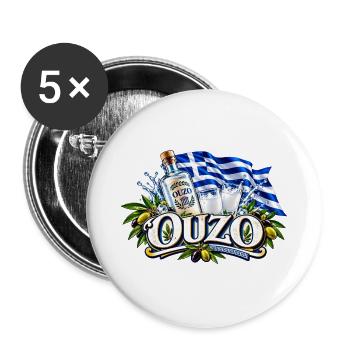 Ouzo Griechenland - Buttons groß 56 mm (5er Pack) - Weiß - Vorne