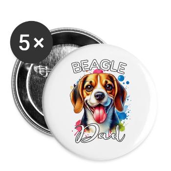 Beagle Papa - Buttons groß 56 mm (5er Pack) - Weiß - Vorne