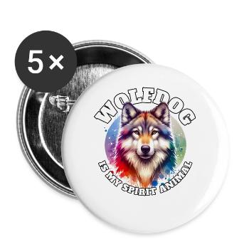 Lustige Wolfhund Sprüche - Buttons groß 56 mm (5er Pack) - Weiß - Vorne