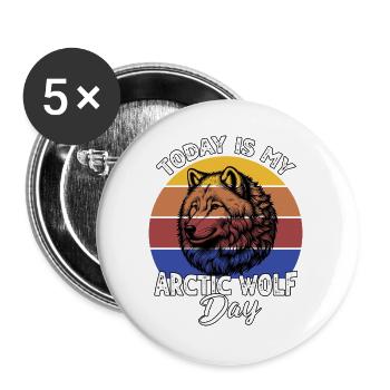 Polarwolf Arctic Wolf - Buttons groß 56 mm (5er Pack) - Weiß - Vorne