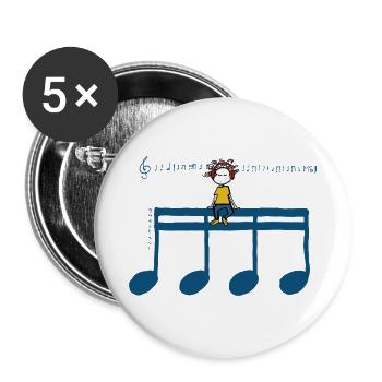 Headphones Blue Notes – T-Shirt für Musikliebhaber - Buttons groß 56 mm (5er Pack) - Weiß - Vorne