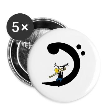 Posaunen-Bass Clef – Posaunist-Musik-T-Shirt - Buttons groß 56 mm (5er Pack) - Weiß - Vorne