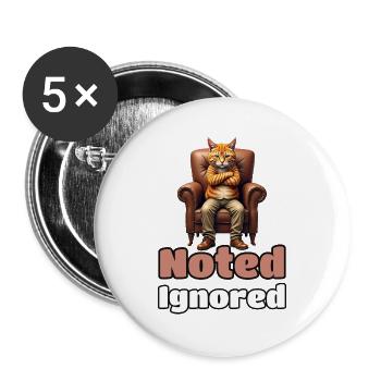 Noted. Ignored. – Sarkastischer roter Kater - Buttons groß 56 mm (5er Pack) - Weiß - Vorne