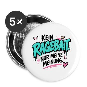 Kein Ragebait – Meine Meinung - Buttons groß 56 mm (5er Pack) - Weiß - Vorne