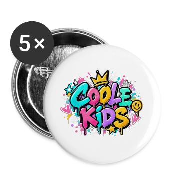 Coole Kids Graffiti Spritzer - Buttons groß 56 mm (5er Pack) - Weiß - Vorne