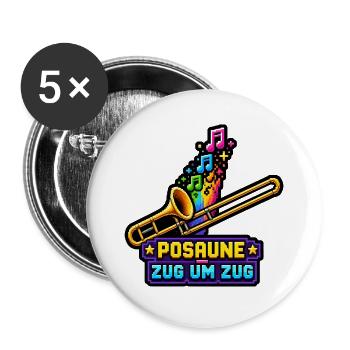 Posaune Zug Um Zug Musiker Retro Pixel Art Shirt - Buttons groß 56 mm (5er Pack) - Weiß - Vorne