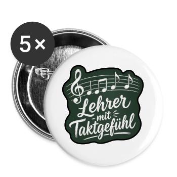 Lehrer Mit Taktgefühl Musiklehrer Schultafel Shirt - Buttons groß 56 mm (5er Pack) - Weiß - Vorne