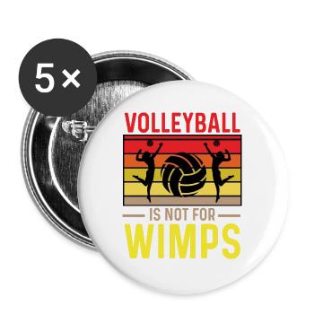 Volleyball Is Not For Wimps – Retro Design - Buttons groß 56 mm (5er Pack) - Weiß - Vorne