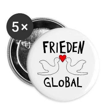 FRIEDEN GLOBAL - Buttons groß 56 mm (5er Pack) - Weiß - Vorne